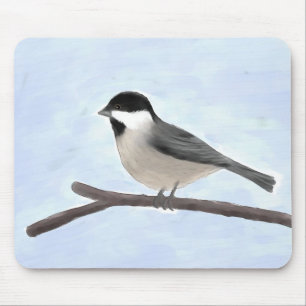 Waterverf zwart-Afgedekte Chickadee Mousepad Muismat