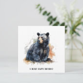 Waterverf Zwart Beer Woodland Art, op maat (Staand voorkant)