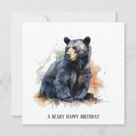 Waterverf Zwart Beer Woodland Art, op maat (Voorkant)