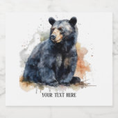 Waterverf Zwart Beer Woodland Art, op maat Bier Etiket (Enkel label)