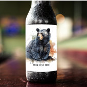 Waterverf Zwart Beer Woodland Art, op maat Bier Etiket