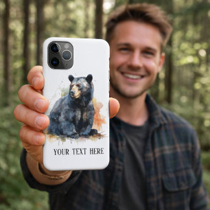 Waterverf Zwart Beer Woodland Art, op maat Case-Mate iPhone Case