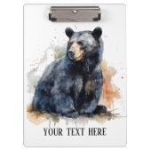 Waterverf Zwart Beer Woodland Art, op maat Klembord (Voorkant)