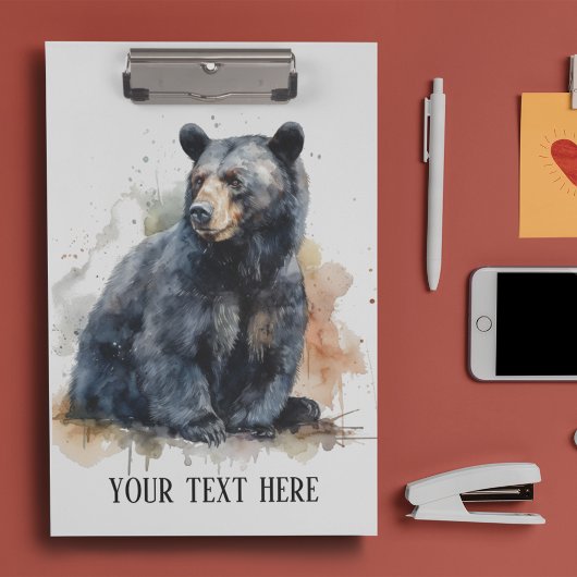 Waterverf Zwart Beer Woodland Art, op maat Klembord