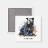 Waterverf Zwart Beer Woodland Art, op maat Magneet (Voorkant / Achterkant)