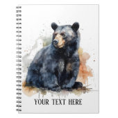 Waterverf Zwart Beer Woodland Art, op maat Notitieboek (Voorkant)