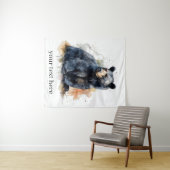 Waterverf Zwart Beer Woodland Art, op maat Wandkleed (In Situ (horizontaal))