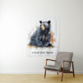 Waterverf Zwart Beer Woodland Art, op maat Wandkleed (In situ)