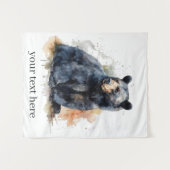 Waterverf Zwart Beer Woodland Art, op maat Wandkleed (Voorkant (horizontaal))