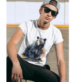 Waterverf Zwart Beer Woodland Art T-shirt