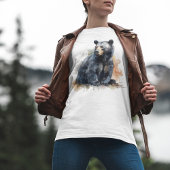 Waterverf Zwart Beer Woodland Art T-shirt