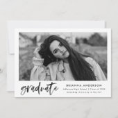 Waterverf Zwart Borstel Script Graduation Party Kaart (Voorkant)