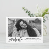 Waterverf Zwart Borstel Script Graduation Party Kaart (Staand voorkant)