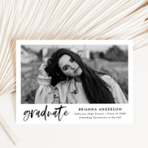 Waterverf Zwart Borstel Script Graduation Party