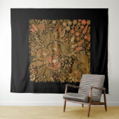 waterverf zwart bruin bloempatroon zwart, bruin wandkleed (In Situ (horizontaal))