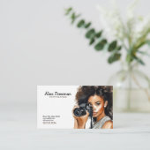 Waterverf Zwart en Bruin Vrouw Fotograaf Visitekaartje (Staand voorkant)