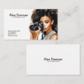 Waterverf Zwart en Bruin Vrouw Fotograaf Visitekaartje (Voorkant / Achterkant)