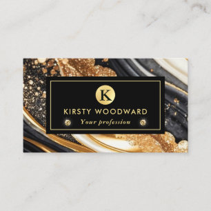 Waterverf Zwart en Goud Glitter Alcohol Inkt Busi Visitekaartje