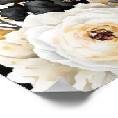 Waterverf Zwart Goud Bloem Bruiloftsposter Poster (Hoek)