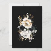 Waterverf Zwart Goud Bloemen Bruiloft Kaart (Achterkant)
