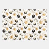 Waterverf Zwart & Goud Kerstset 6 Inpakpapier Vel (Voorkant 2)