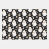 Waterverf Zwart & Goud Kerstset 6 Inpakpapier Vel (Voorkant)