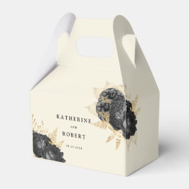 Waterverf Zwart Goud Rozen Monogram Bruiloft Bedankdoosjes