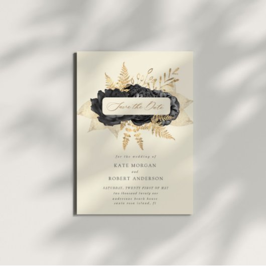 Waterverf Zwart Goud Rozen Save The Date