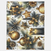 Waterverf Zwart Goud Wit Kerstvakantie Fleece Deken (Voorkant)