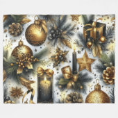 Waterverf Zwart Goud Wit Kerstvakantie Fleece Deken (Voorkant (Horizontaal))