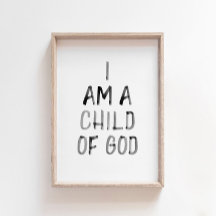 Waterverf zwart Ik ben een Kind van God print