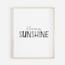 waterverf zwart Je bent mijn Sunshine Art print