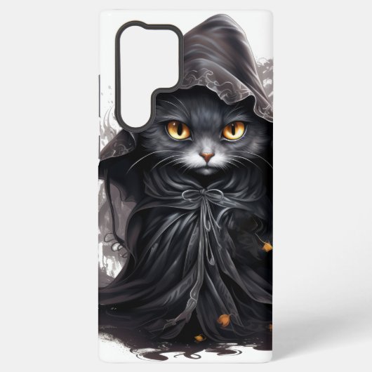 WATERVERF ZWART KITTEN GEKLEED ALS EEN HEKS SAMSUNG GALAXY HOESJE (Achterkant)