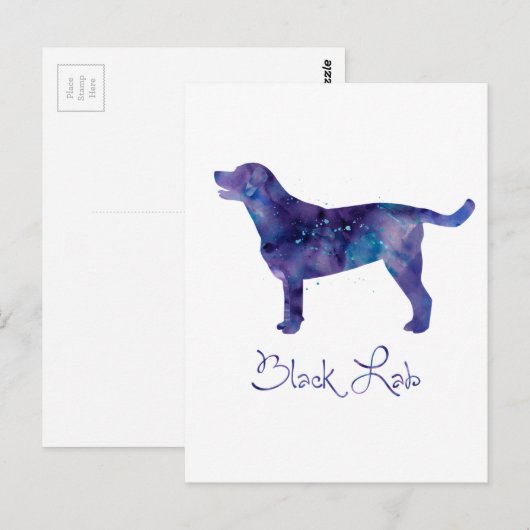 Waterverf zwart laboratorium briefkaart (Voorkant / Achterkant)