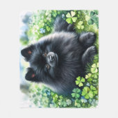 Waterverf Zwart Pommeraans Groen Shamrock Veld Fleece Deken (Voorkant)