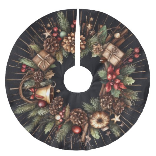 Waterverf Zwart Rustiek Kerst Motieven Vakantie Kerstboom Rok (Voorkant)