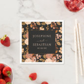 Waterverf Zwart Terracotta Bloemen Herfst Bruiloft Servet (Insitu)