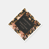 Waterverf Zwart Terracotta Bloemen Herfst Bruiloft Servet (Hoek)