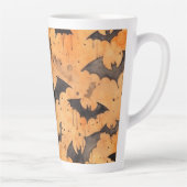 Waterverf Zwart Vleermuizen op Sinaasappel Latte Mok (Rechts)