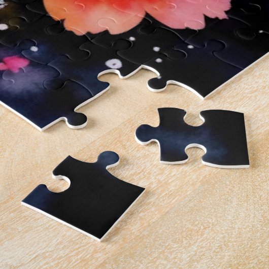 Waterverf Zwart Vrouw Bloemenkunst Legpuzzel (Zijkant)