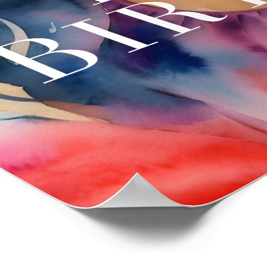 Waterverf Zwart Vrouw Kleurrijk Gelukkig Verjaarda Poster (Hoek)