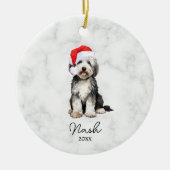 Waterverf Zwart & Wit Bernedoodle/Goldendoodle Keramisch Ornament (Voorkant)