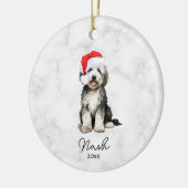 Waterverf Zwart & Wit Bernedoodle/Goldendoodle Keramisch Ornament (Links)