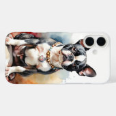WATERVERF ZWART-WIT BOSTON TERRIER DOG Case-Mate iPhone CASE (Achterkant (horizontaal))