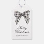 Waterverf Zwart-wit Buffel Plaid Bow Cadeaulabel (Voorkant)