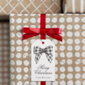 Waterverf Zwart-wit Buffel Plaid Bow Cadeaulabel