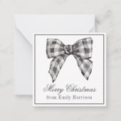 Waterverf Zwart-wit Buffel Plaid Bow Notitiekaartje (Voorkant)