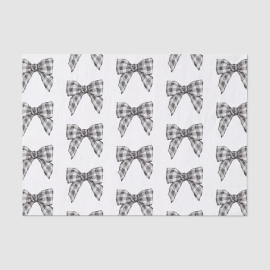 Waterverf Zwart-wit Buffel Plaid Bow Tissuepapier (Voorkant)