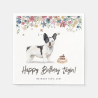 Waterverf Zwart-wit Franse Bulldog Verjaardag
