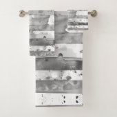 Waterverf Zwart-wit Gestreept Bad Handdoek (Insitu)